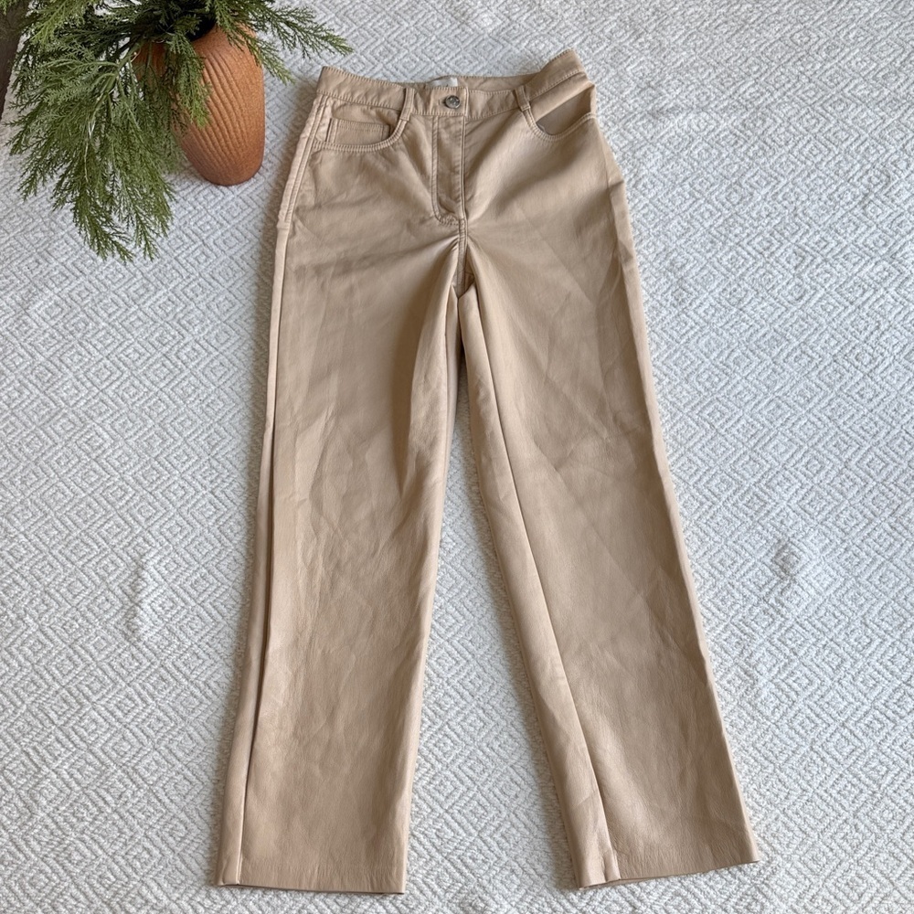 Wilfred Melina Low Rise Beige Faux Leather  Pants Sz 2